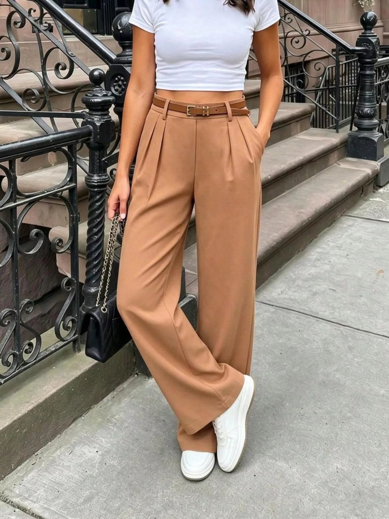 Pleated Wide Leg Pants