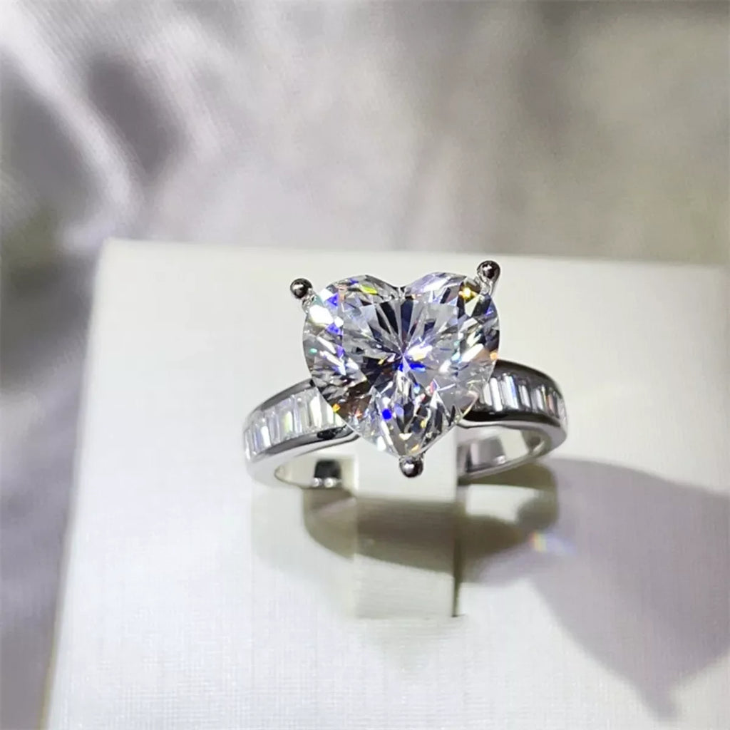 5 Carat Moissanite 925 Sterling Silver Heart Ring