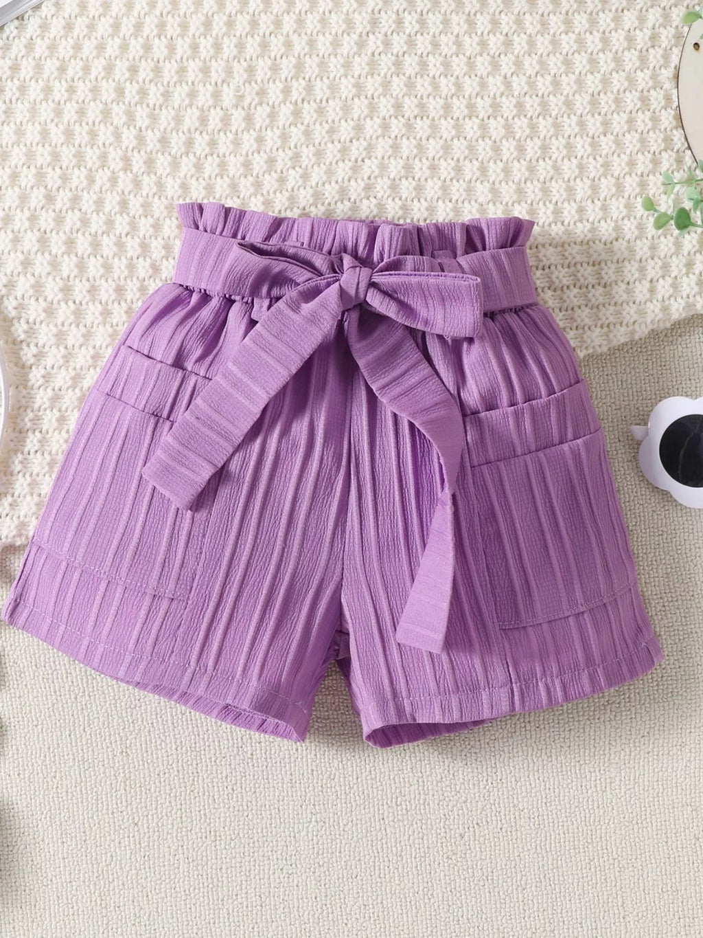 Children's Ribbed Ruffle Trim Top & Shorts Set