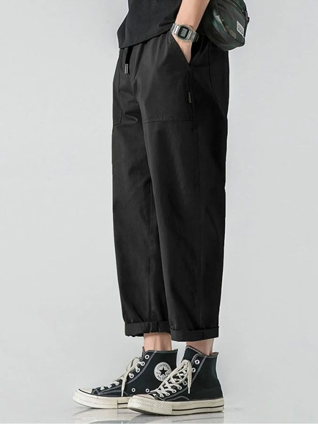 Men's Plus Size Drawstring Wide Leg Pants