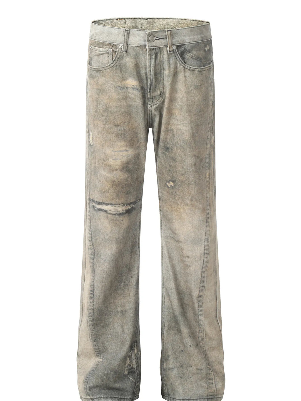 Men's Vintage Washed Wide-Leg Denim Jeans