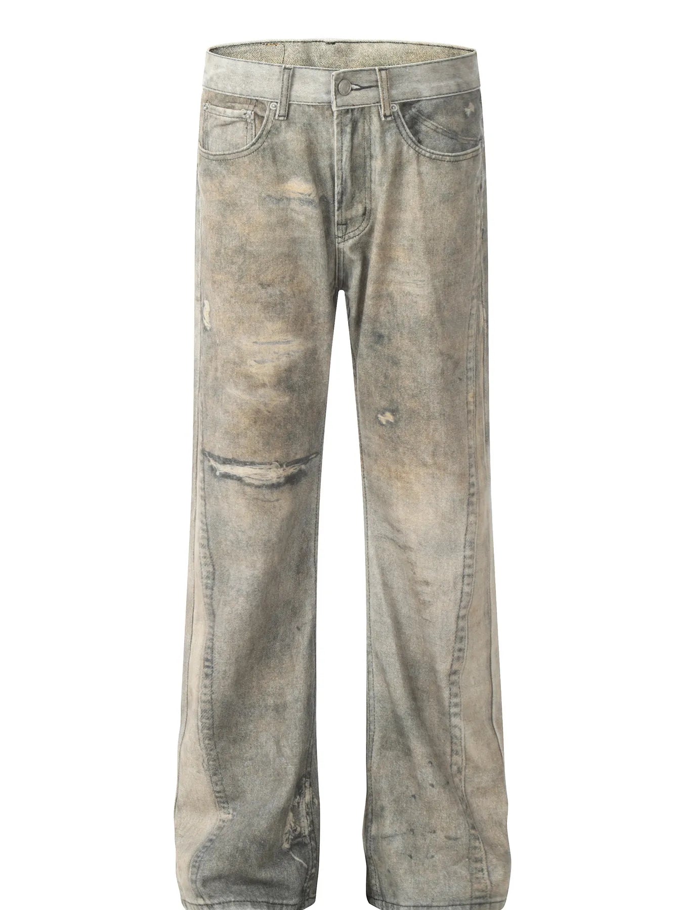 Men's Vintage Washed Wide-Leg Denim Jeans