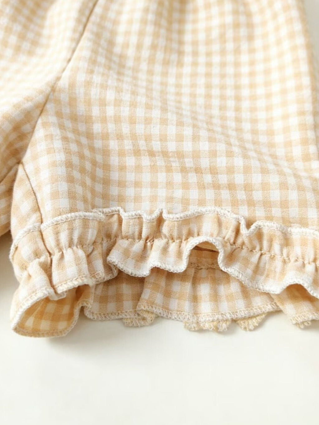 Children's Gingham Ruffle Trim Tank Top & Shorts Set