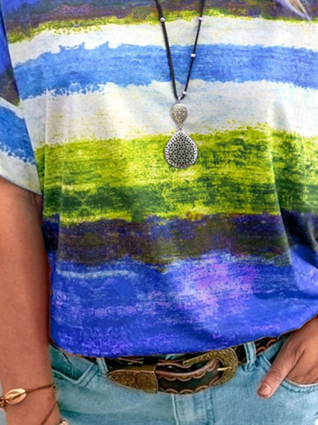 Contrast Round Neck Casual T-Shirt