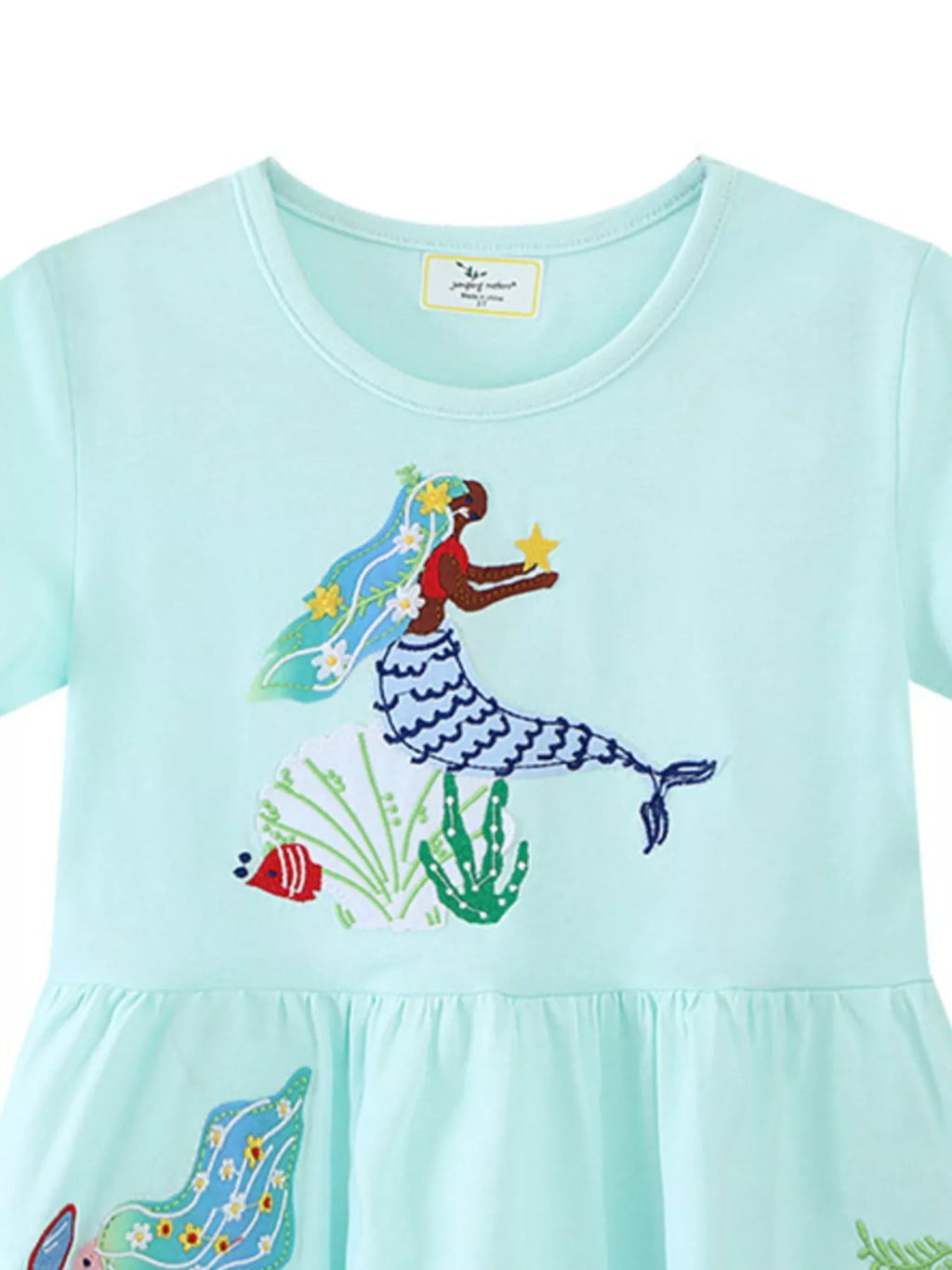 Children's Mermaid Embroidered Short Sleeve Dress