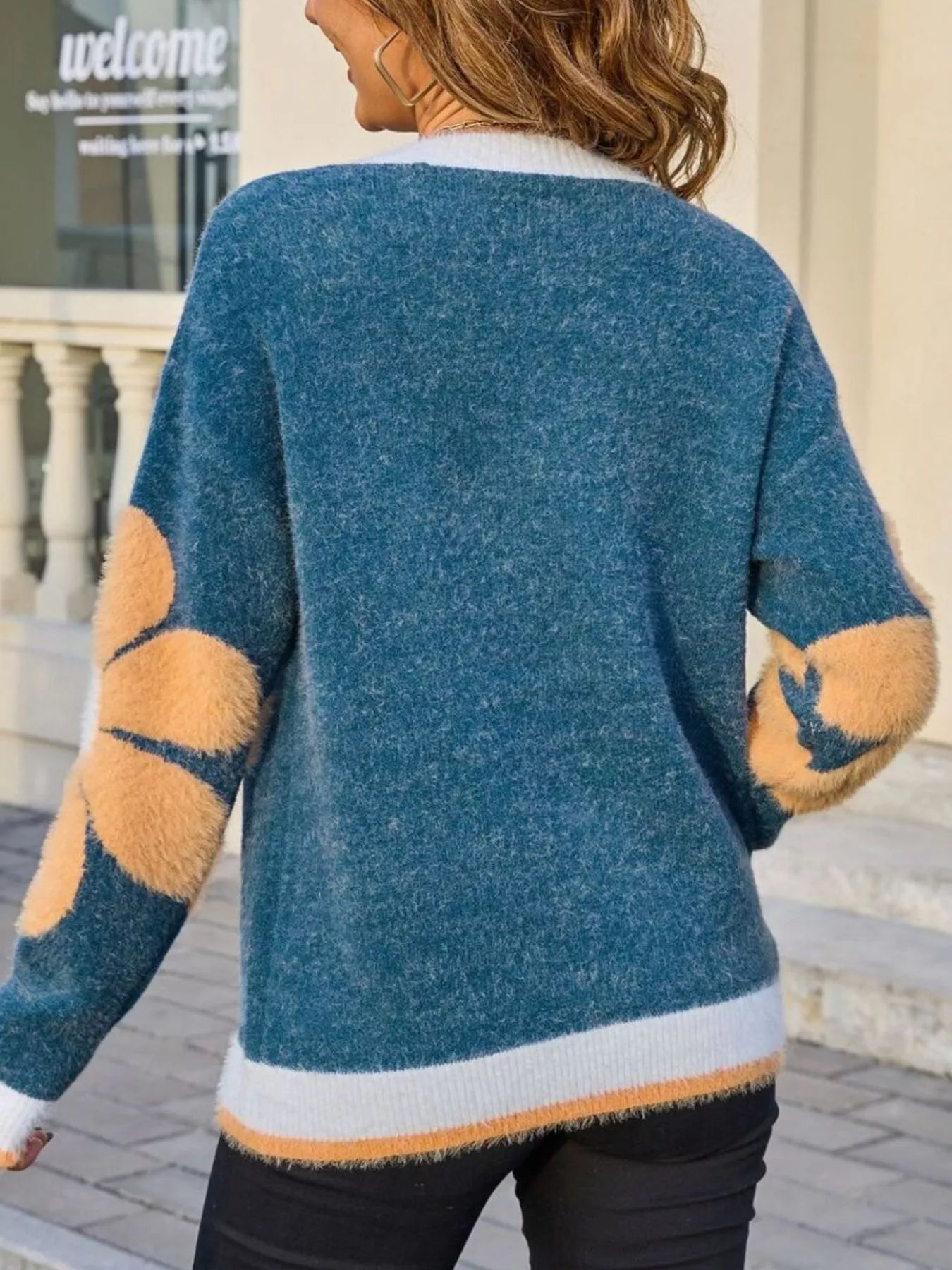 Flower Round Neck Sweater