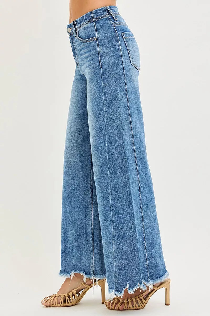 RISEN High Rise Ankle Wide Jeans