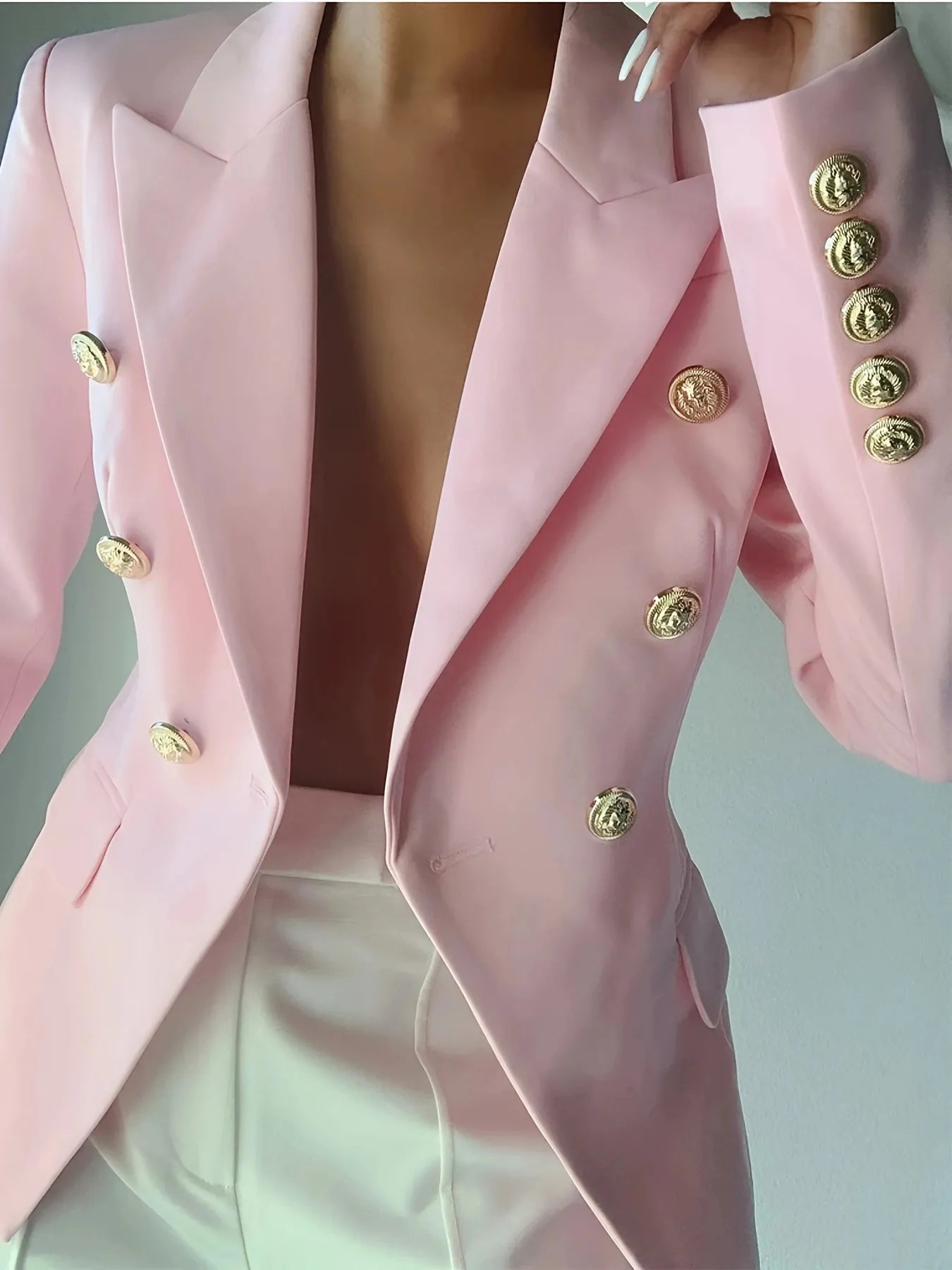 Decor Button Lapel Collar Blazer