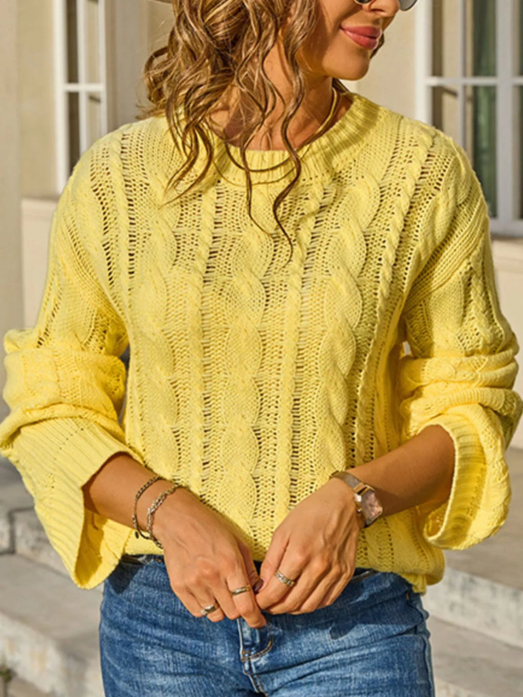 Cable Knit Long Sleeve Sweater