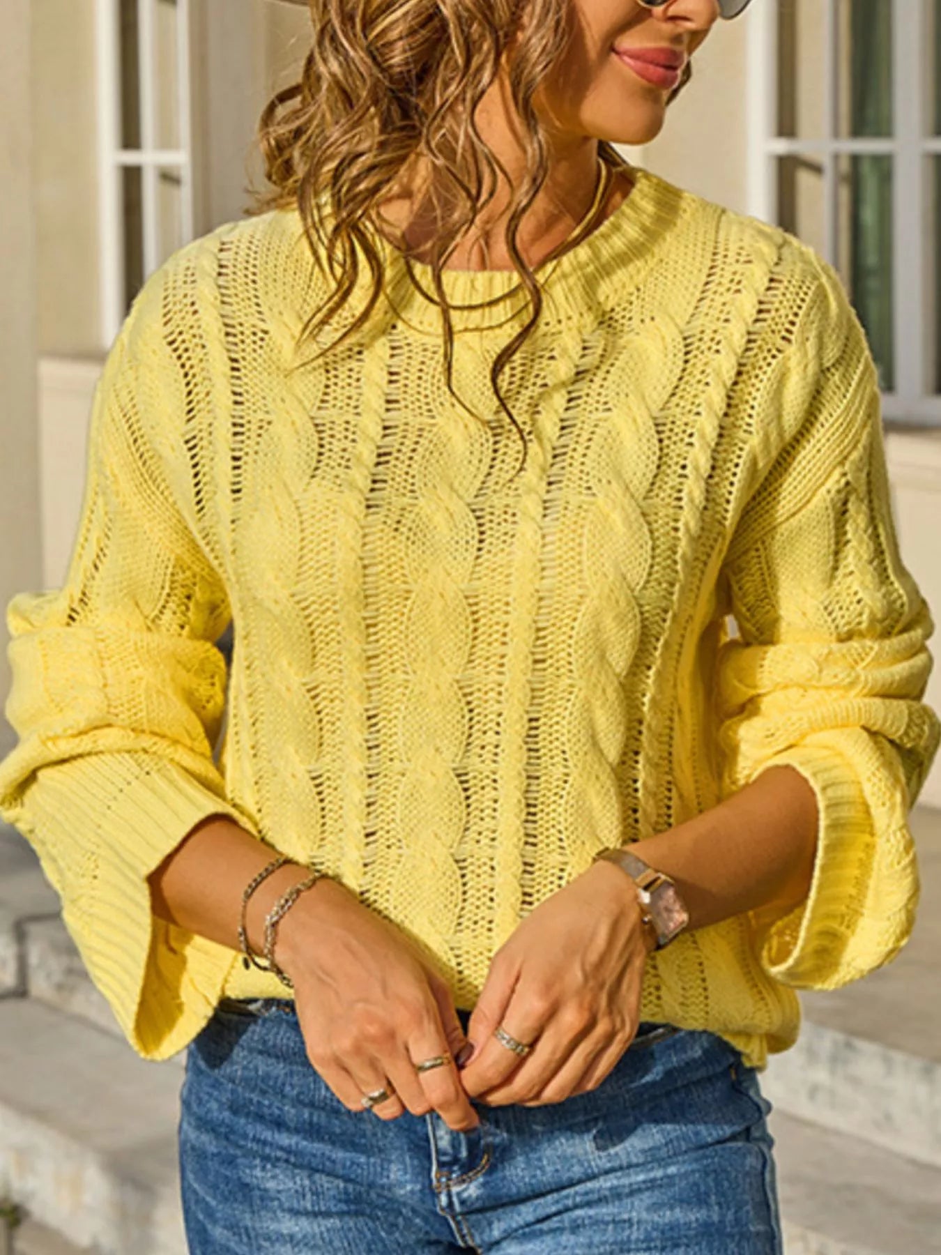 Cable Knit Long Sleeve Sweater