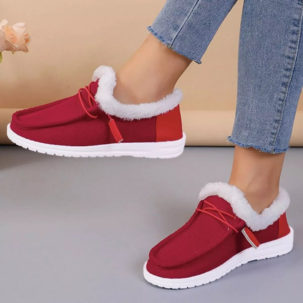 Fuzzy Lined Corduroy Slip-Ons