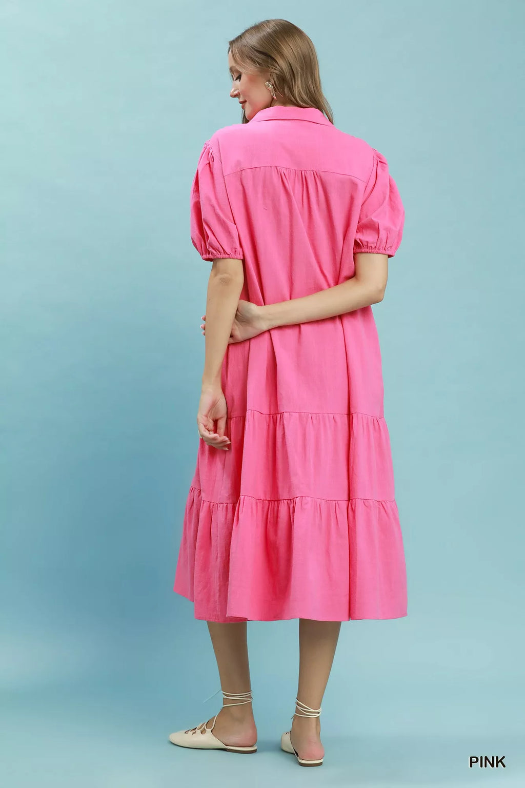 Umgee Solid Tiered Midi Dress