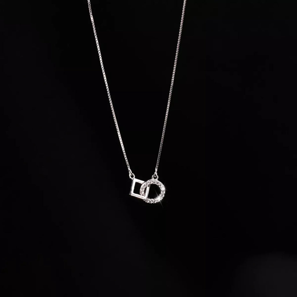 925 Sterling Silver Zircon Geometric Necklace
