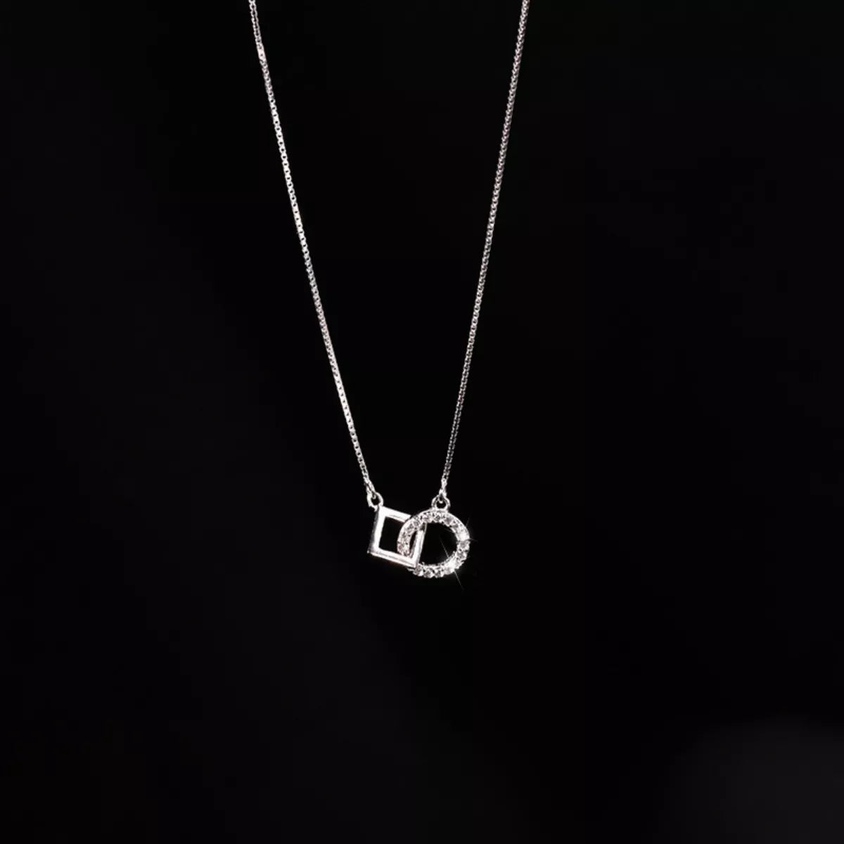 925 Sterling Silver Zircon Geometric Necklace