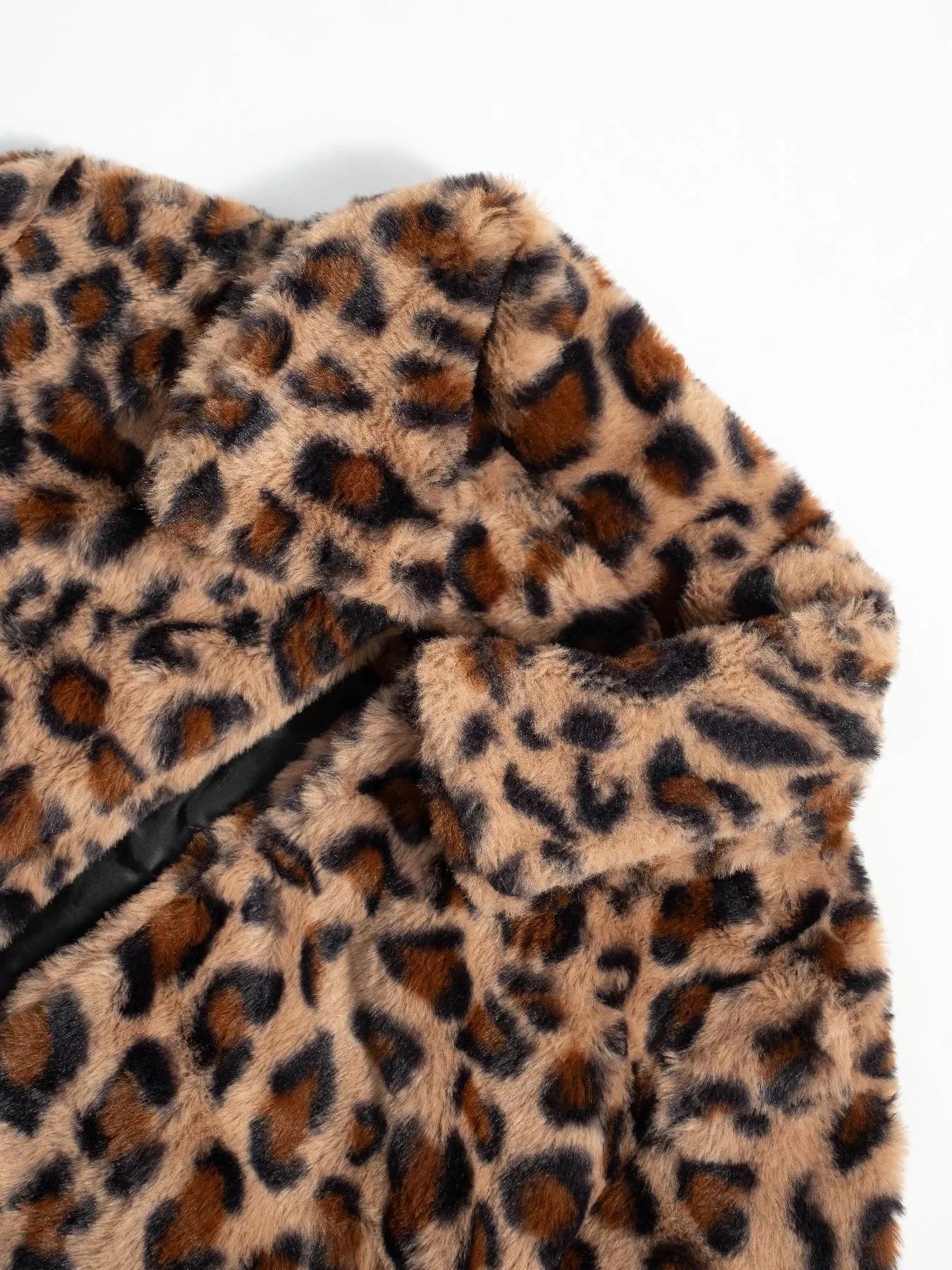 Leopard Print Faux Fur Longline Coat
