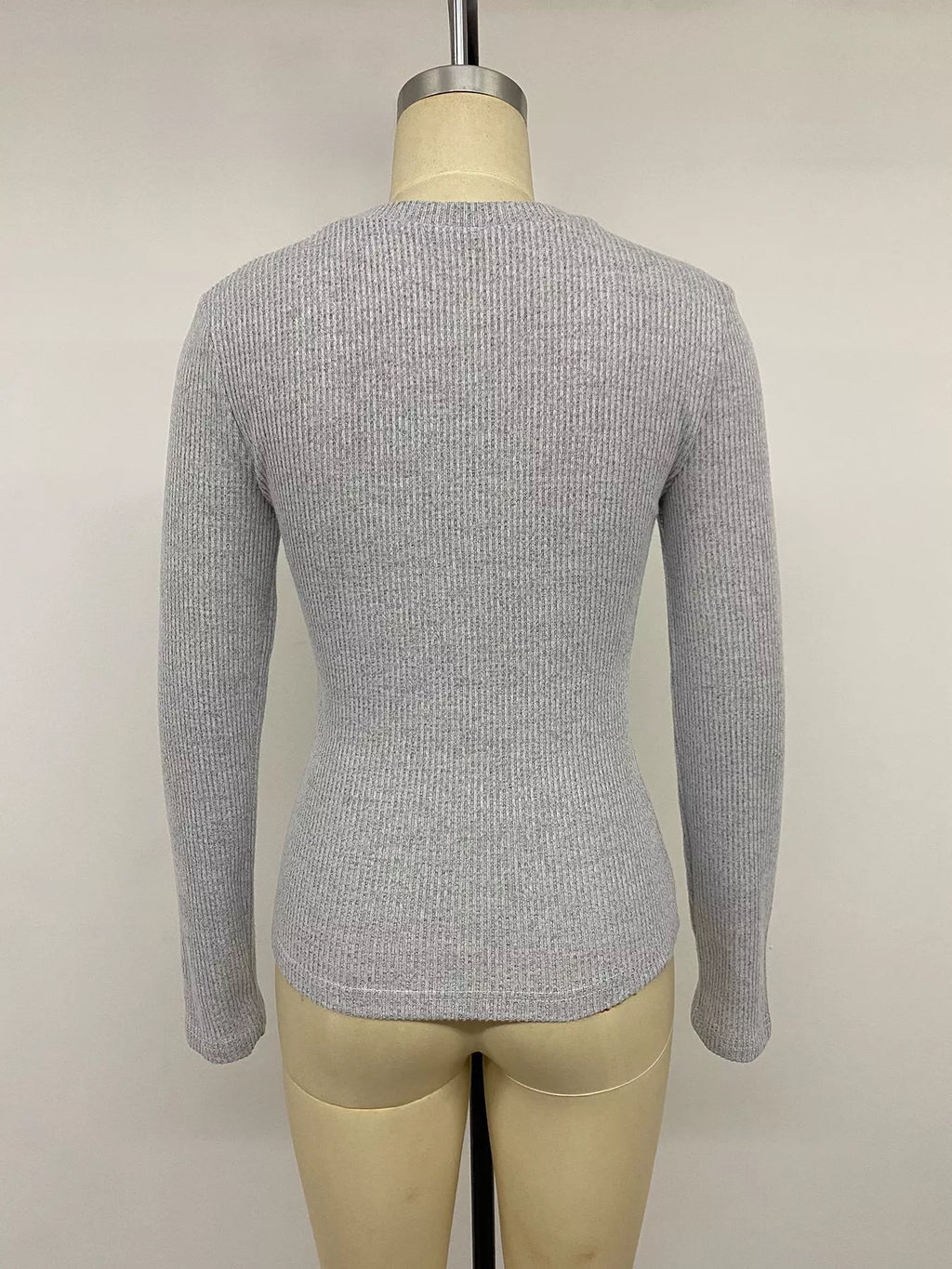 Ribbed Lace Trim Henley T-Shirt