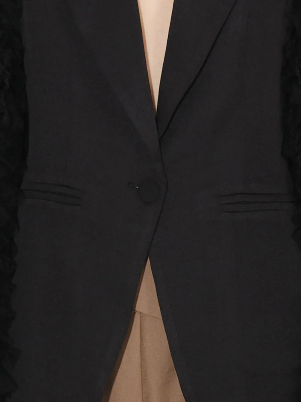 One Button Mesh Long Sleeve Blazer