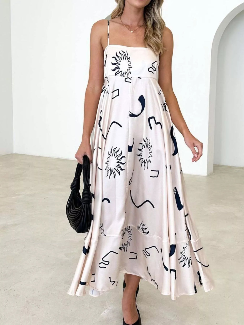 Printed Spaghetti Strap Maxi Dress