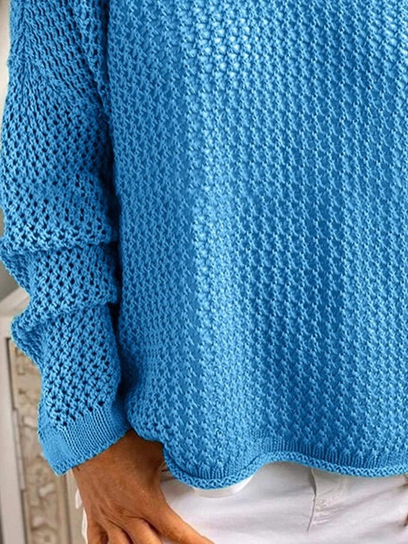 Openwork Long Sleeve Hooded Knit Cover Up