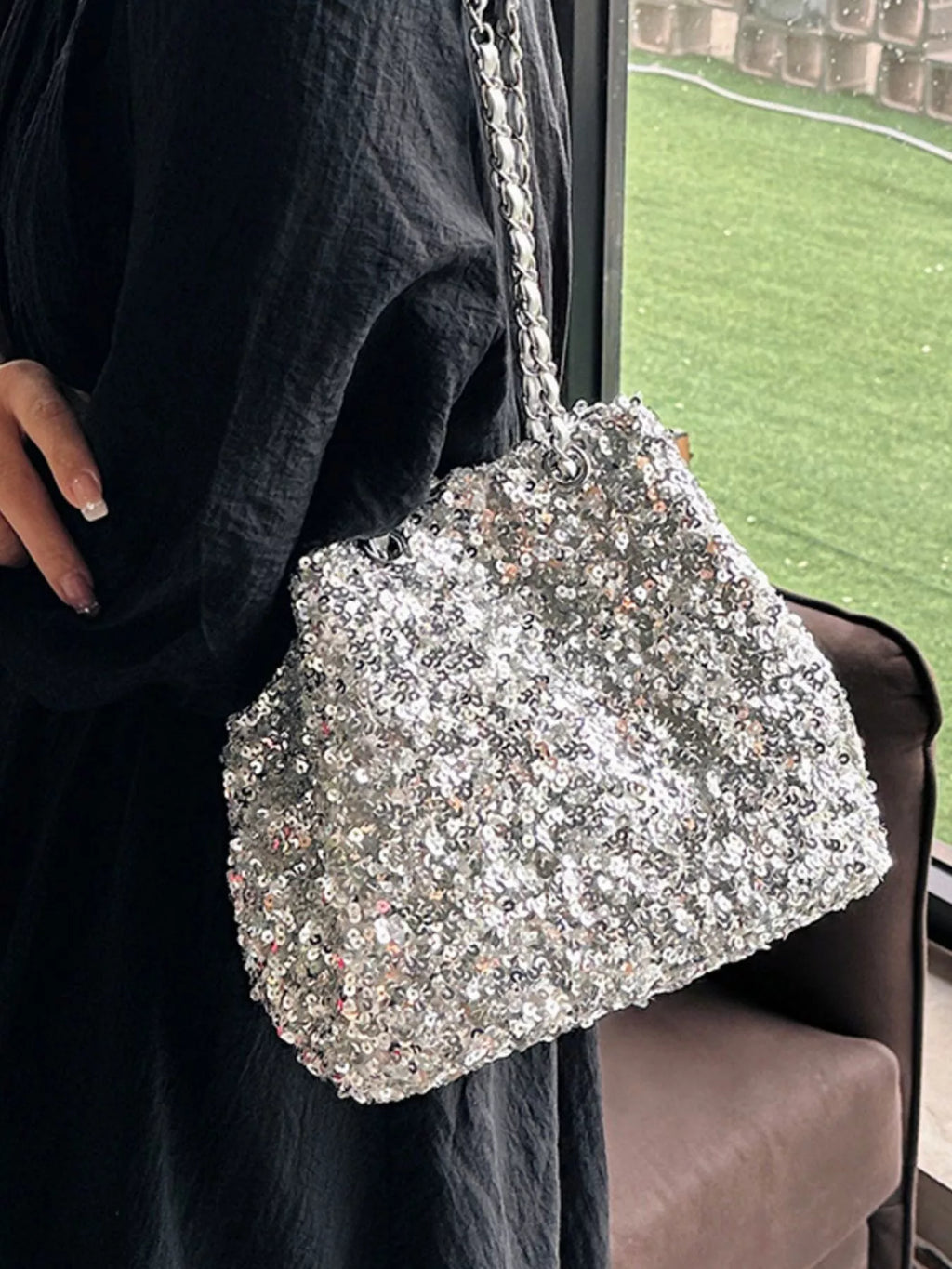 Sequin Bucket Shoulder Bag