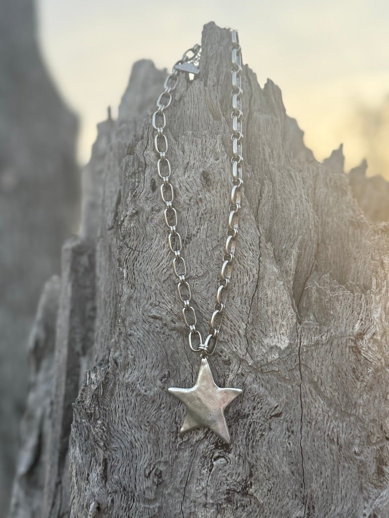 Chunky Chain Silver Star Necklace