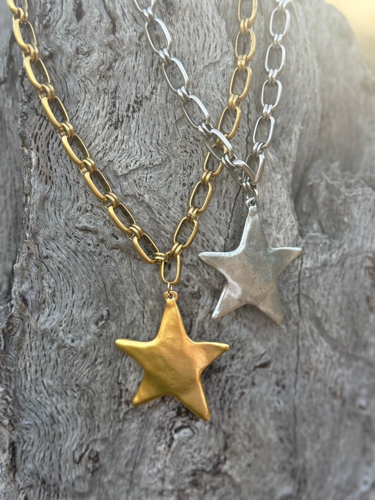 Chunky Chain Silver Star Necklace