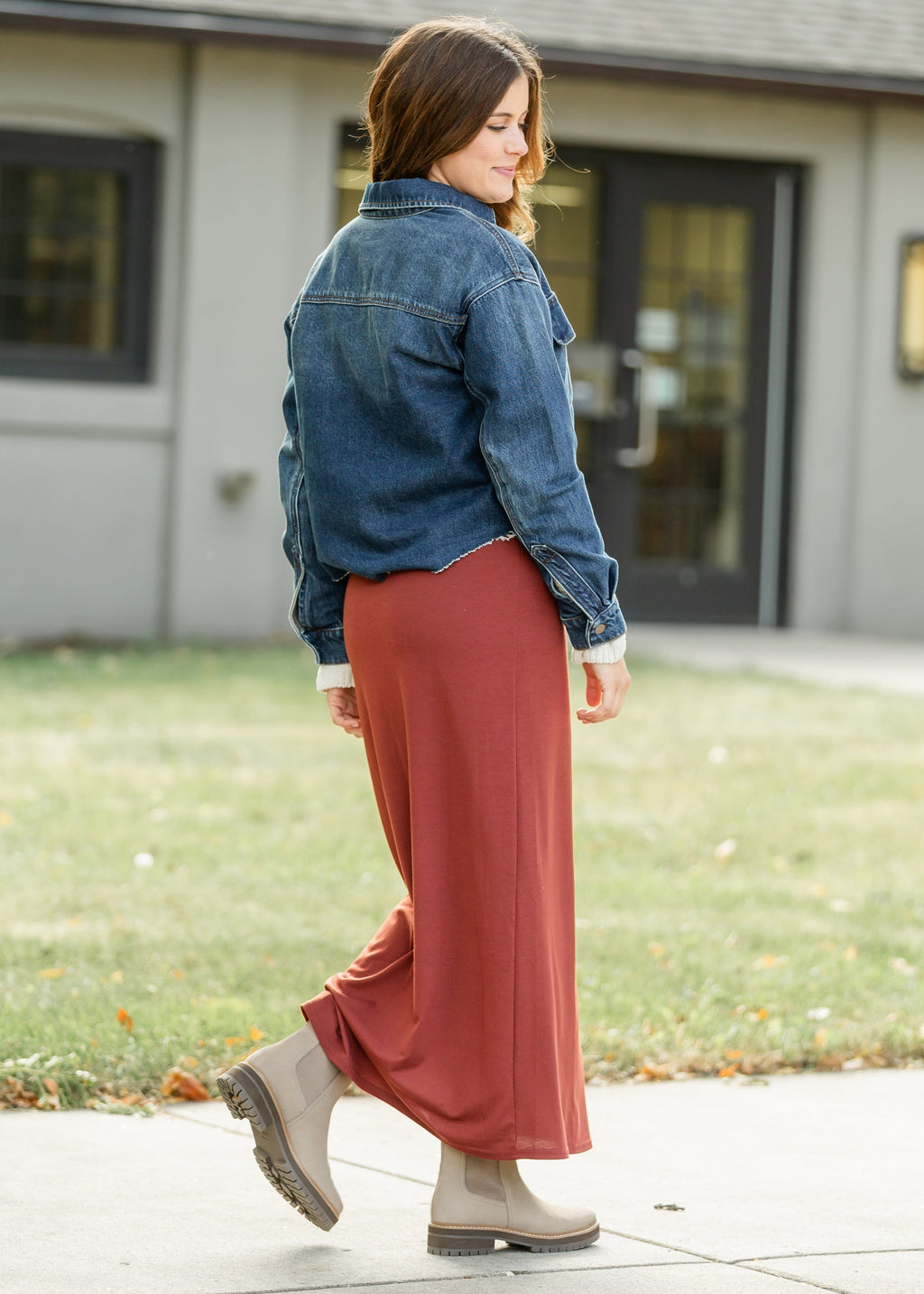 Clarise Rust Premium Knit Maxi Skirt - FINAL SALE