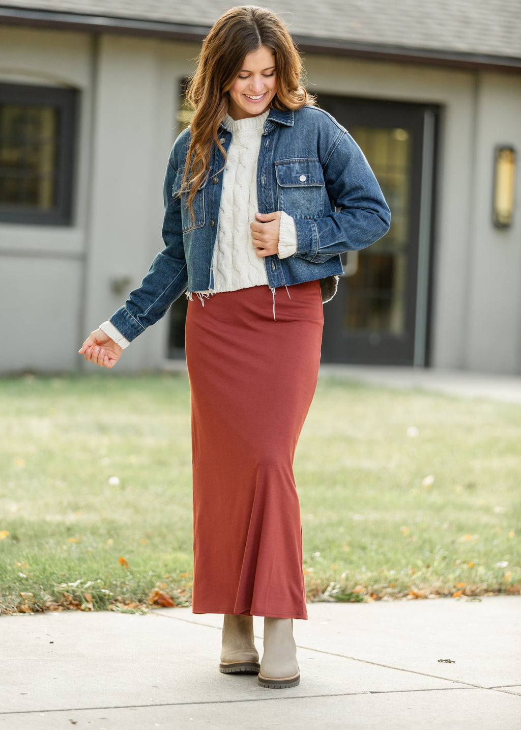Clarise Rust Premium Knit Maxi Skirt - FINAL SALE