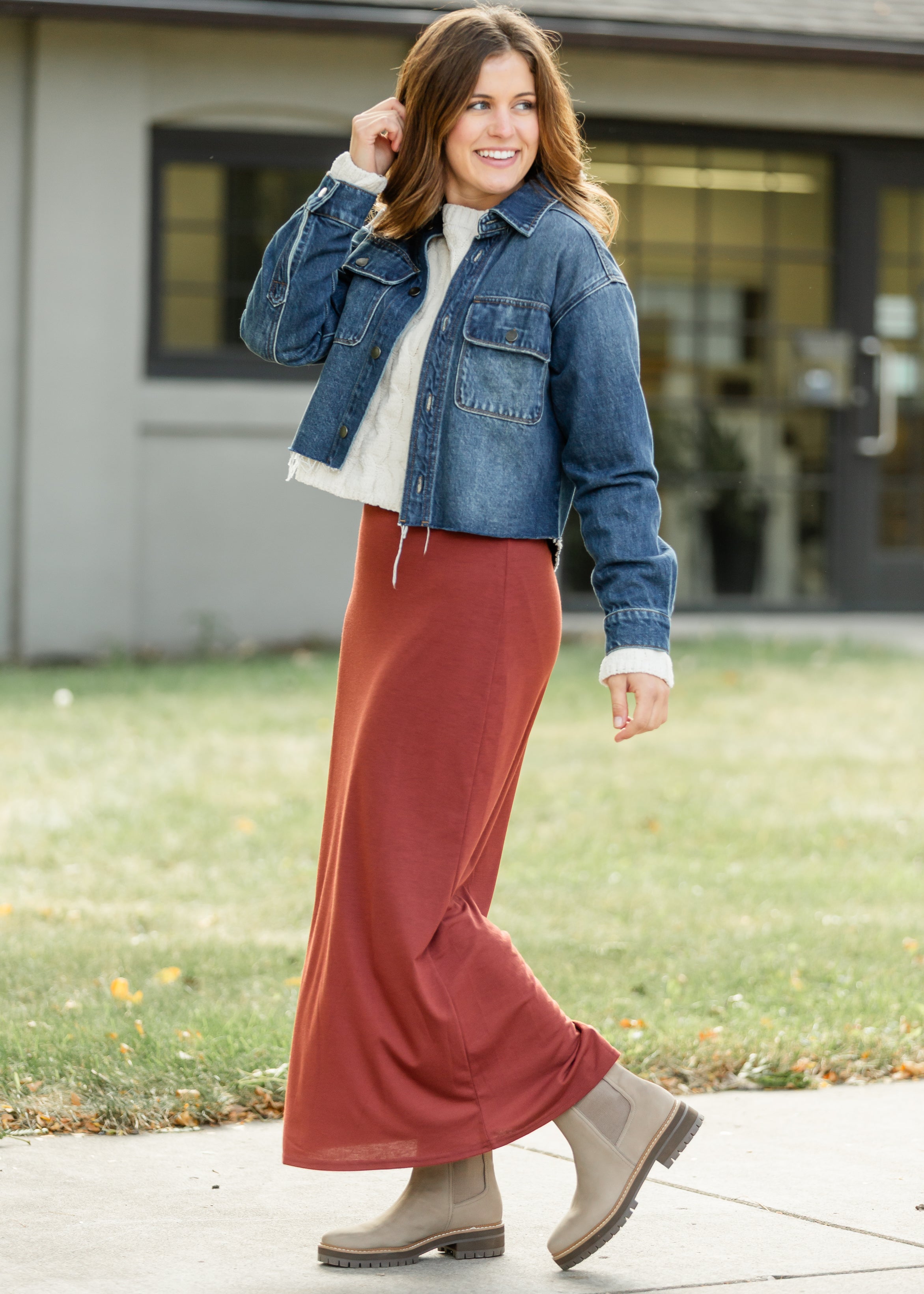 Clarise Rust Premium Knit Maxi Skirt - FINAL SALE
