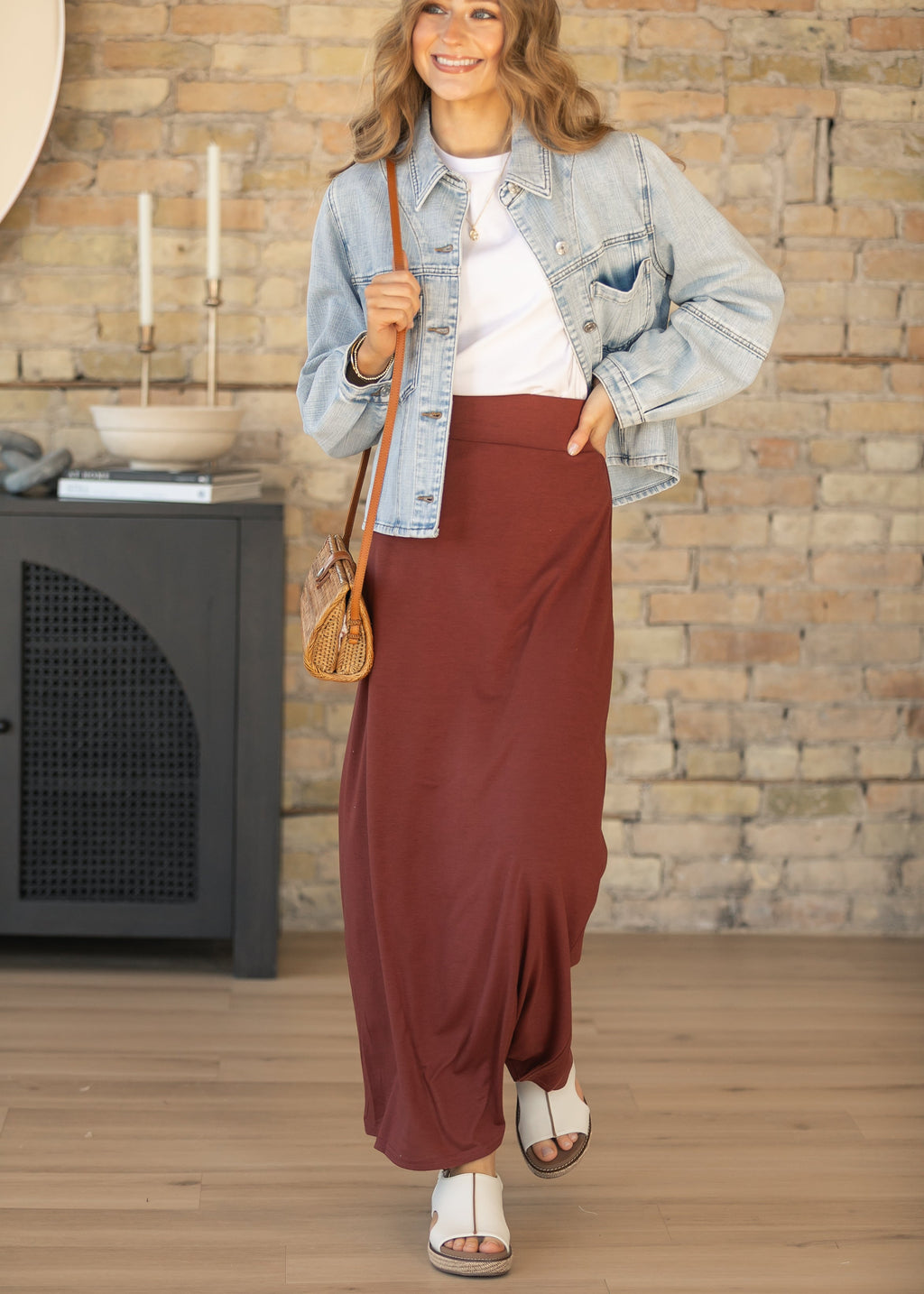 Clarise Rust Premium Knit Maxi Skirt - FINAL SALE