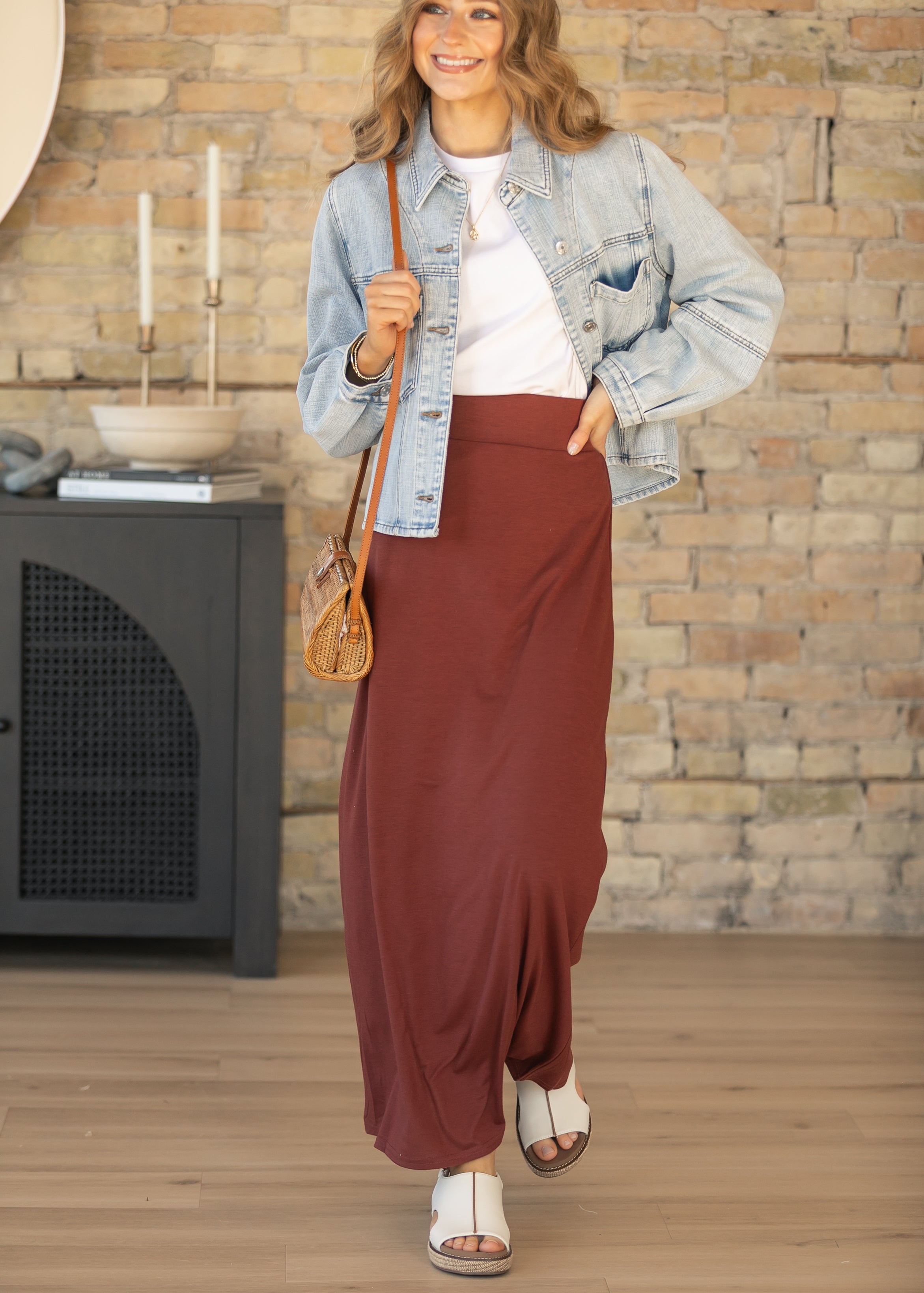 Clarise Rust Premium Knit Maxi Skirt - FINAL SALE