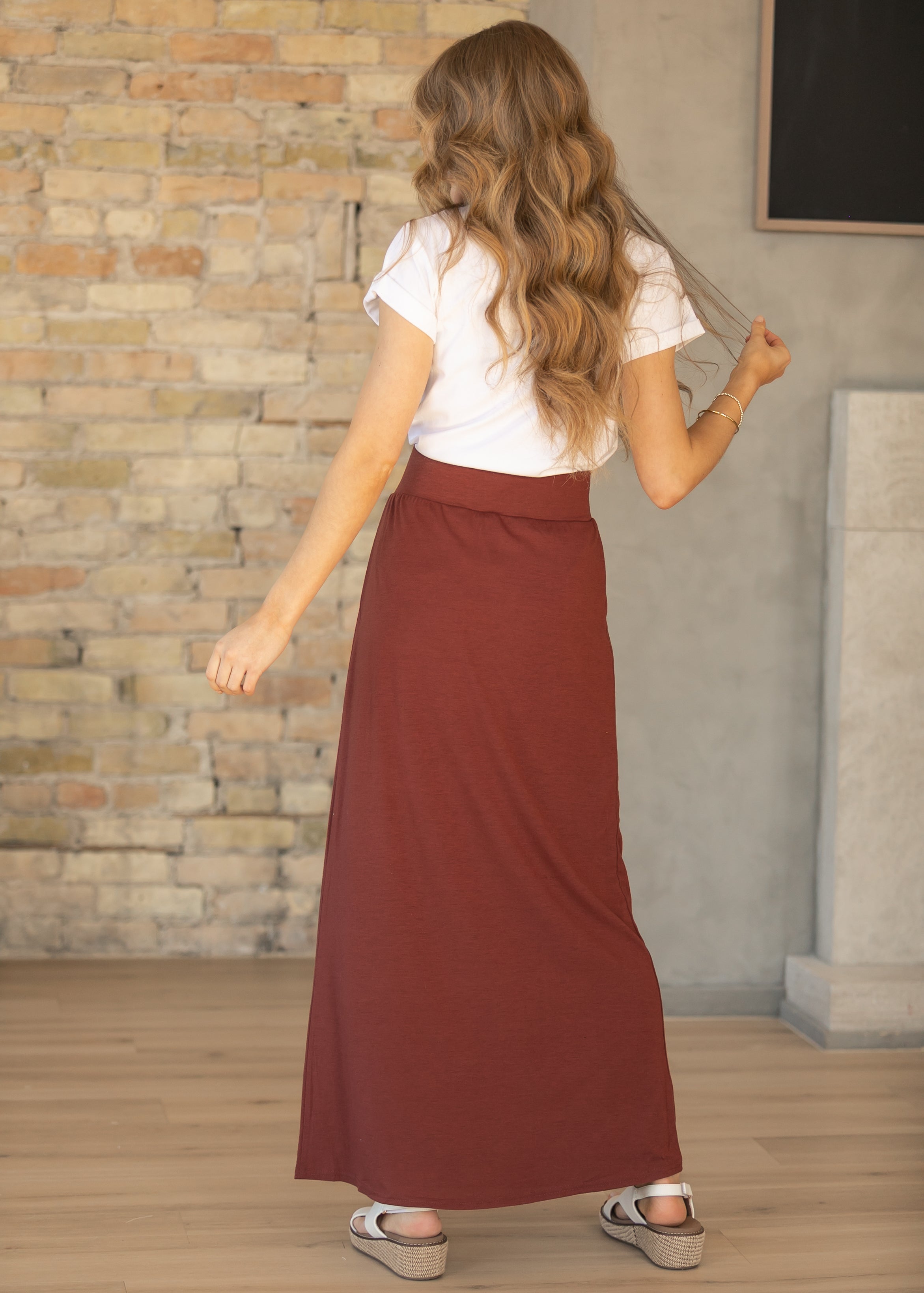 Clarise Rust Premium Knit Maxi Skirt - FINAL SALE