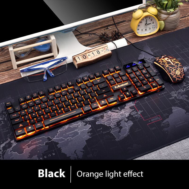 KM320™ Waterproof Backlit Gaming Keyboard & Mouse Set – Triple Waterproof, Mechanical Feel, Multimedia FN Keys, White, Black & Orange | FlipStylez LLC®