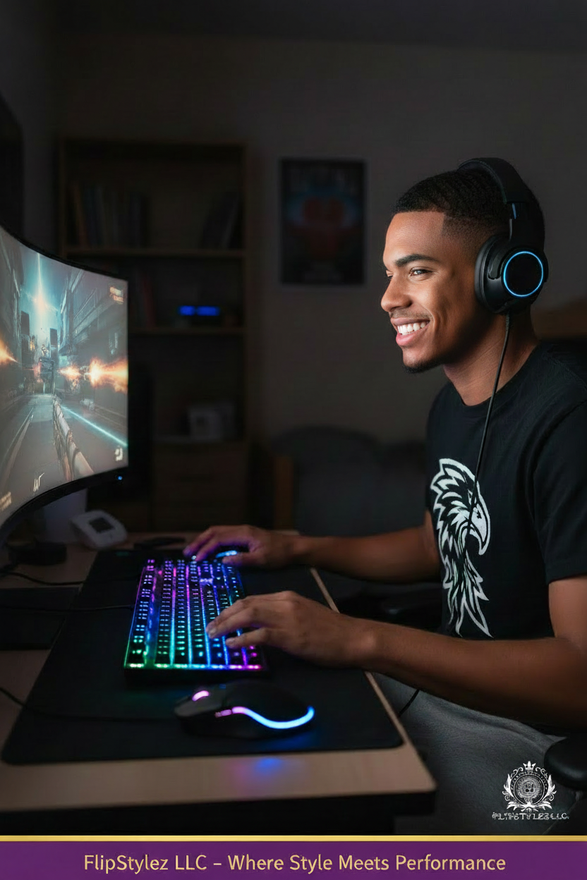 GTX300™ Wired RGB Gaming Keyboard & Mouse Combo – Rainbow LED Backlit, 104 Keys | FlipStylez LLC®
