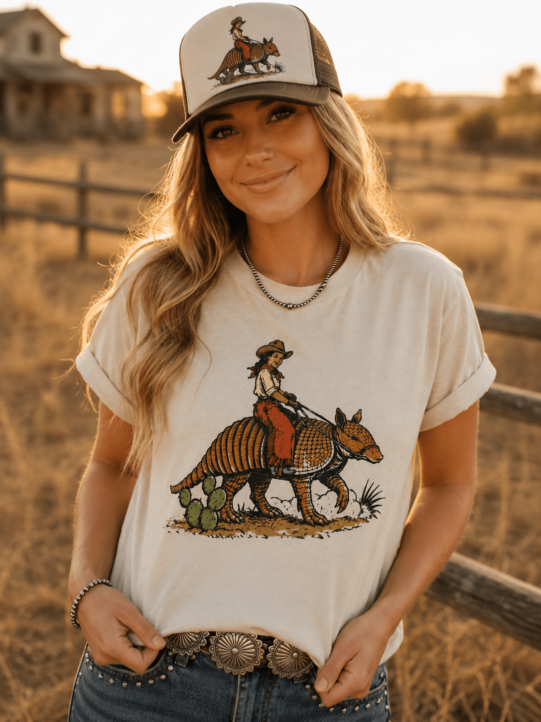 Cowboy Riding Armadillo Graphic Tee