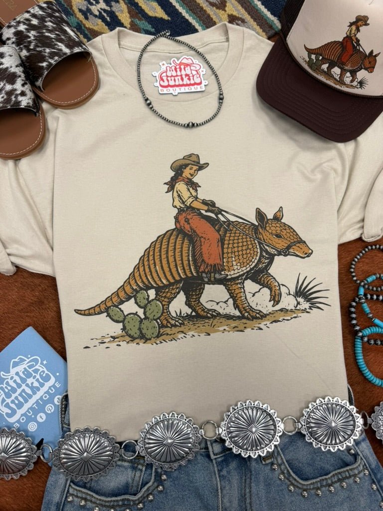 Cowboy Riding Armadillo Graphic Tee