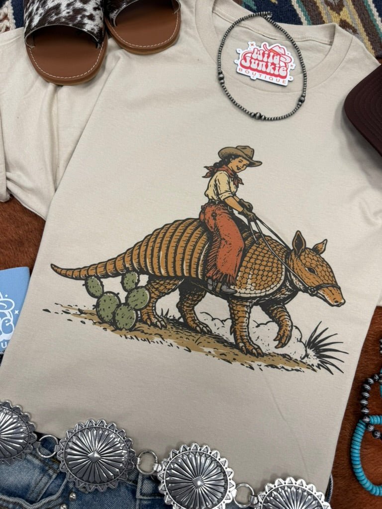 Cowboy Riding Armadillo Graphic Tee