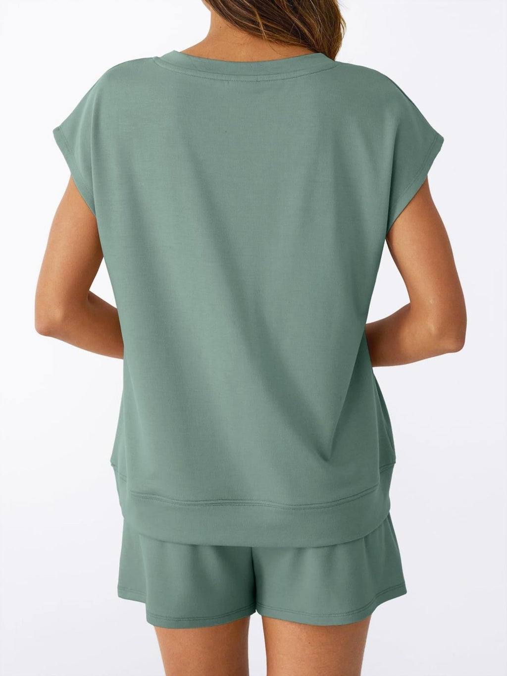 Casual V-Neck T-Shirt and Shorts Set