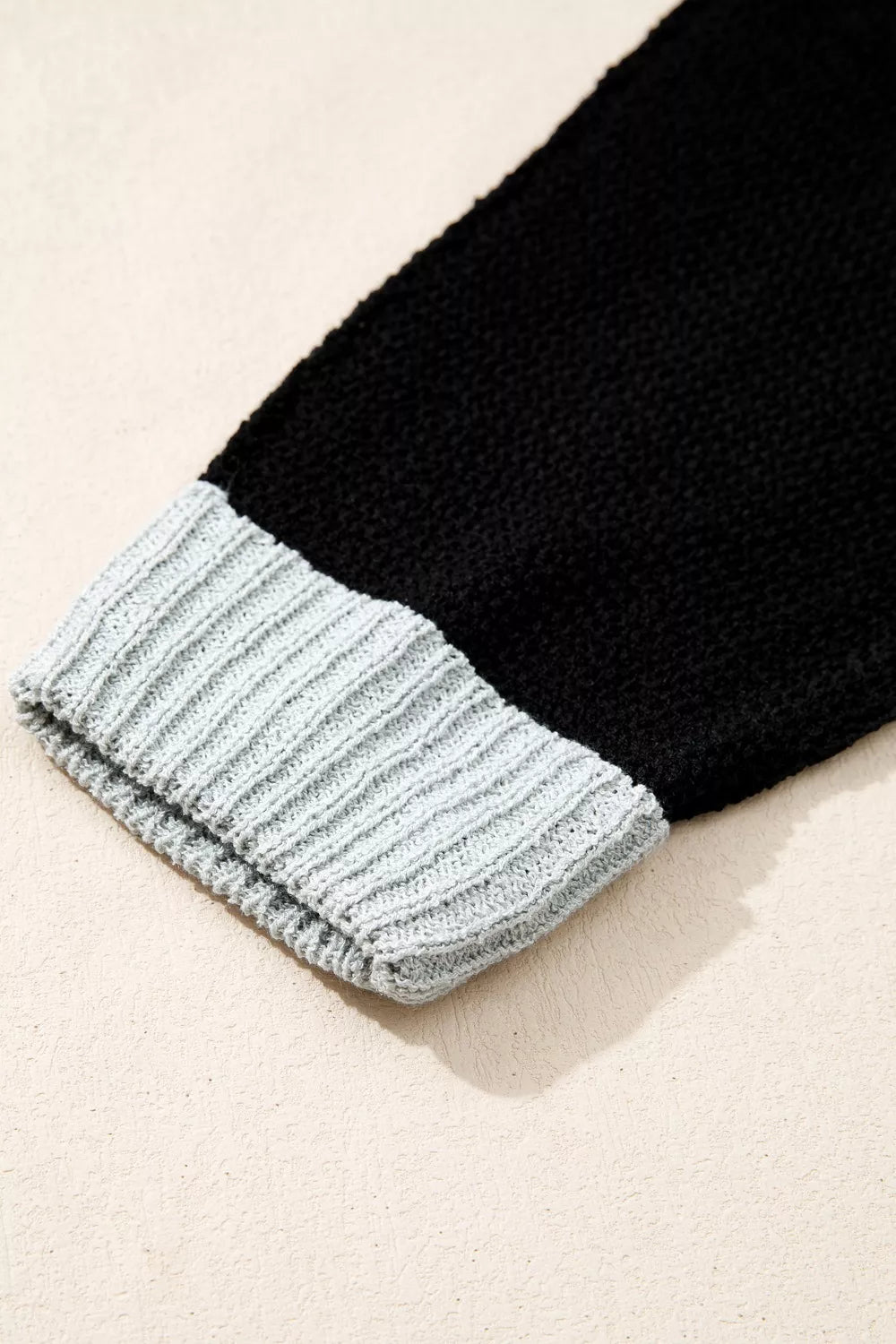 Color Block Knit V Neck Loose Sweater