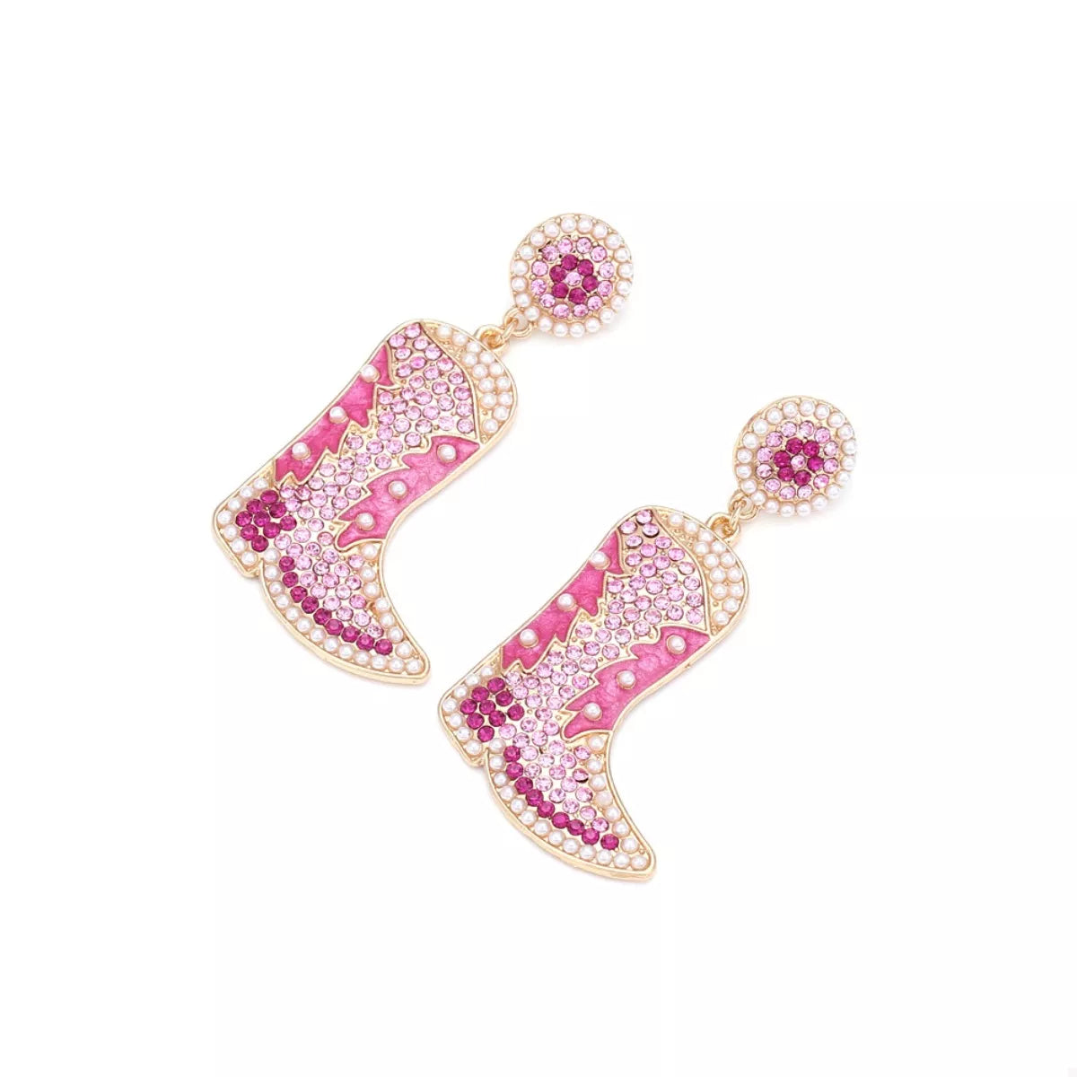 Rhinestone Cowboy Boot Dangle Earrings