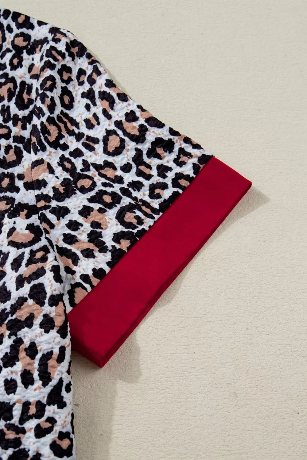 Contrast Frilled V Neck Trimmed Leopard Shirt