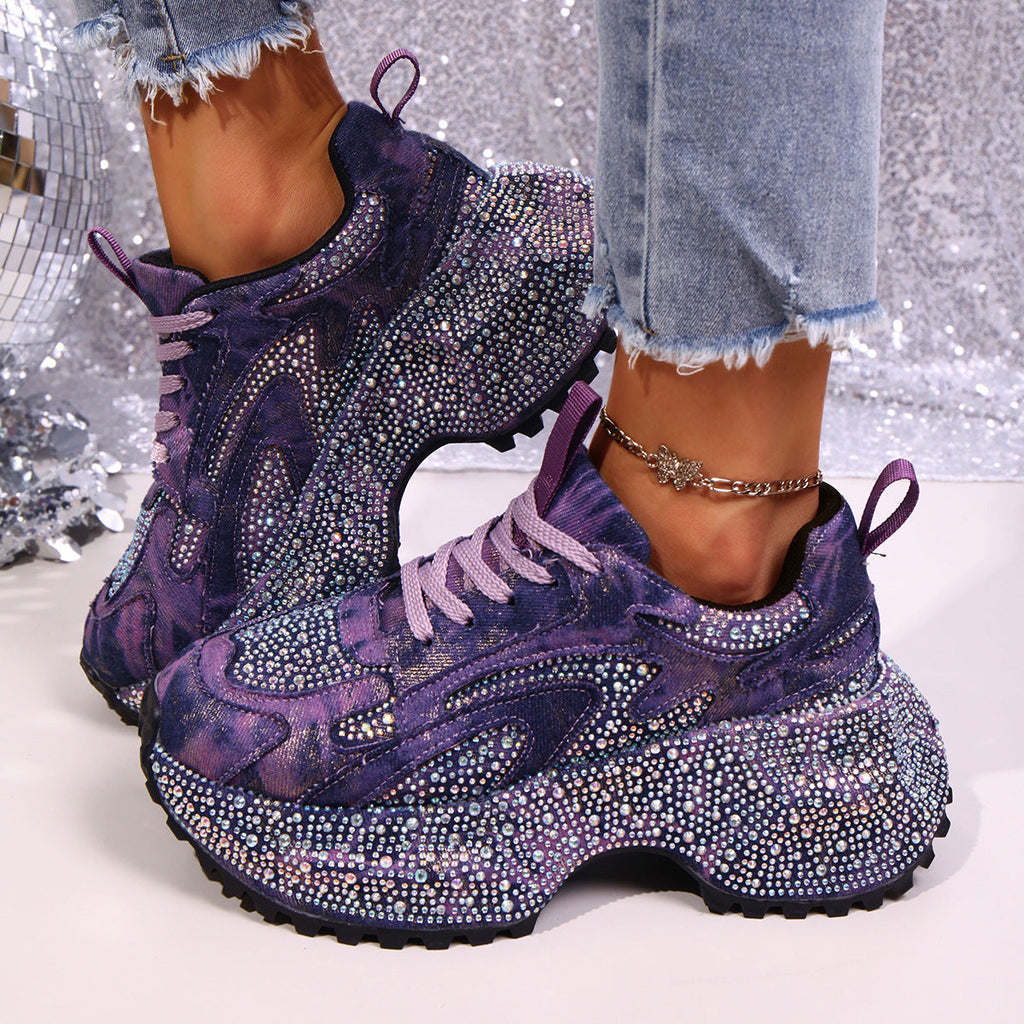 Rhinestone Lace Up Sneaker