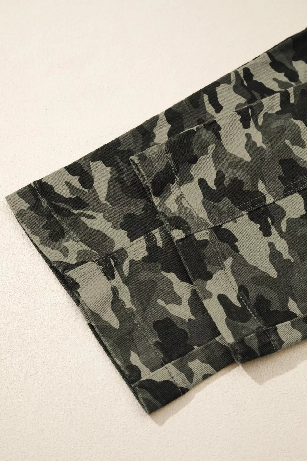 Camouflage Print Multi Pocketed Womens Denim Pants