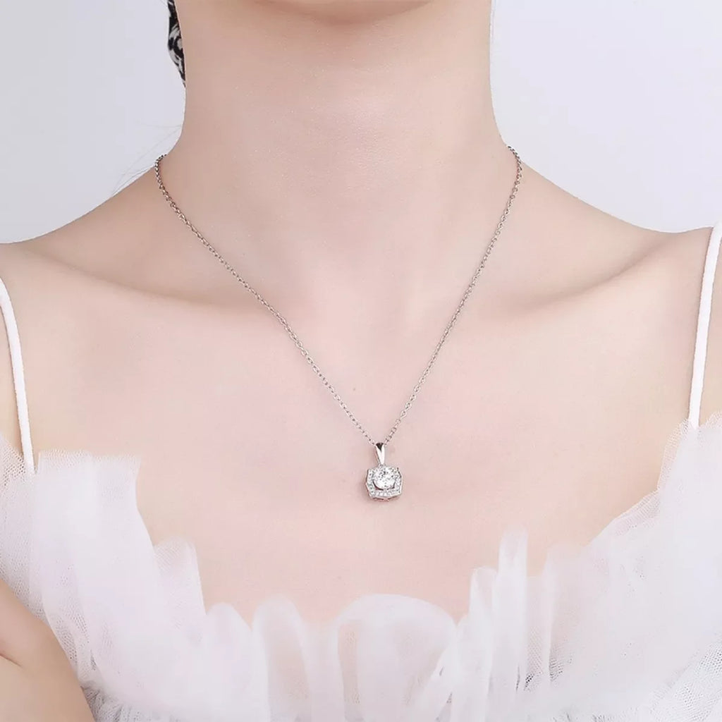 1 Carat Moissanite 925 Sterling Silver Necklace