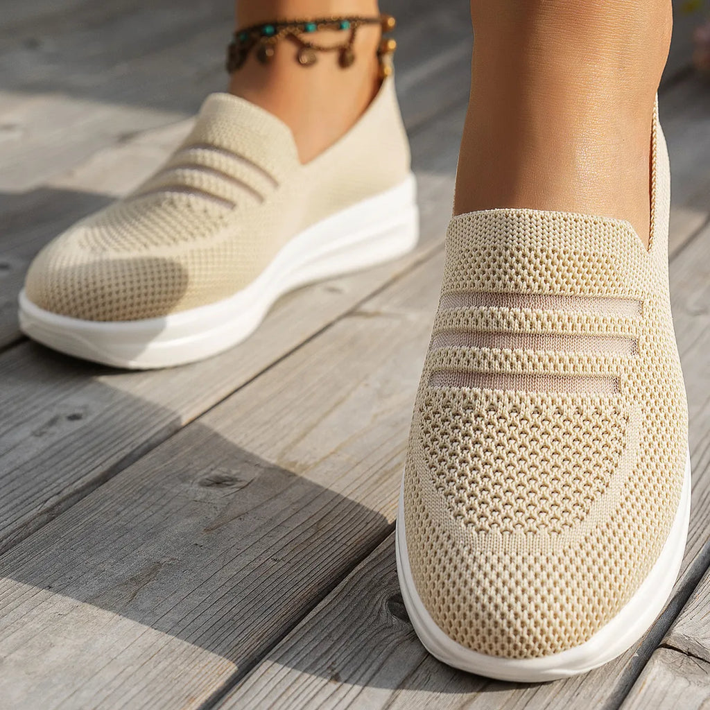 Mesh Round Toe Platform Slip-Ons