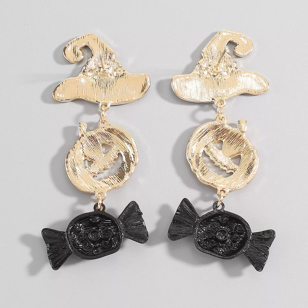 Halloween 18K Gold-Plated Alloy Pumpkin Earrings