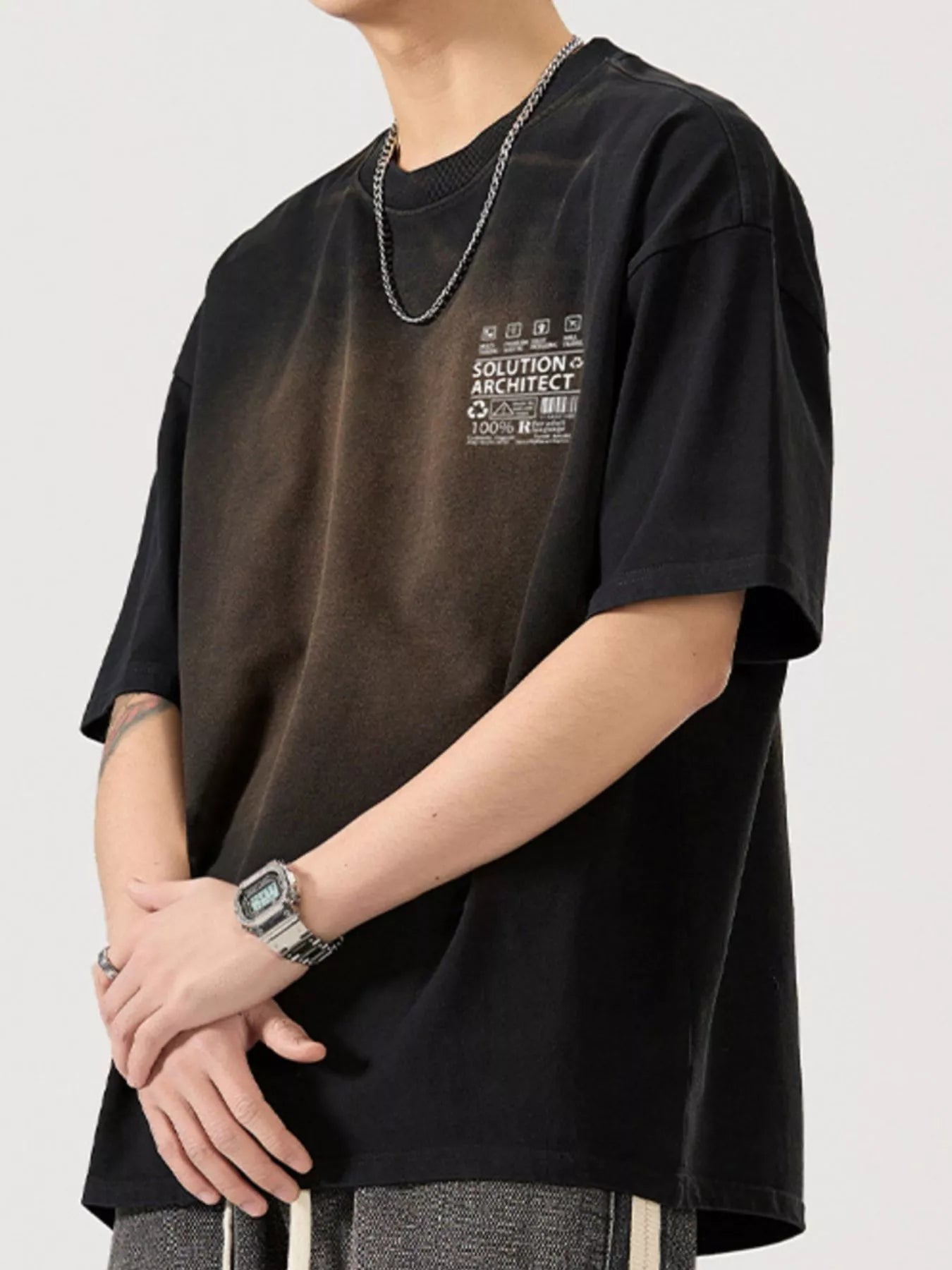 Men's Full Size Round Neck Oversized T-Shirt Plus Size