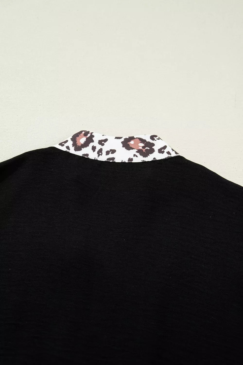 Leopard Accent Notched Neck Plus Size Short Sleeve Top