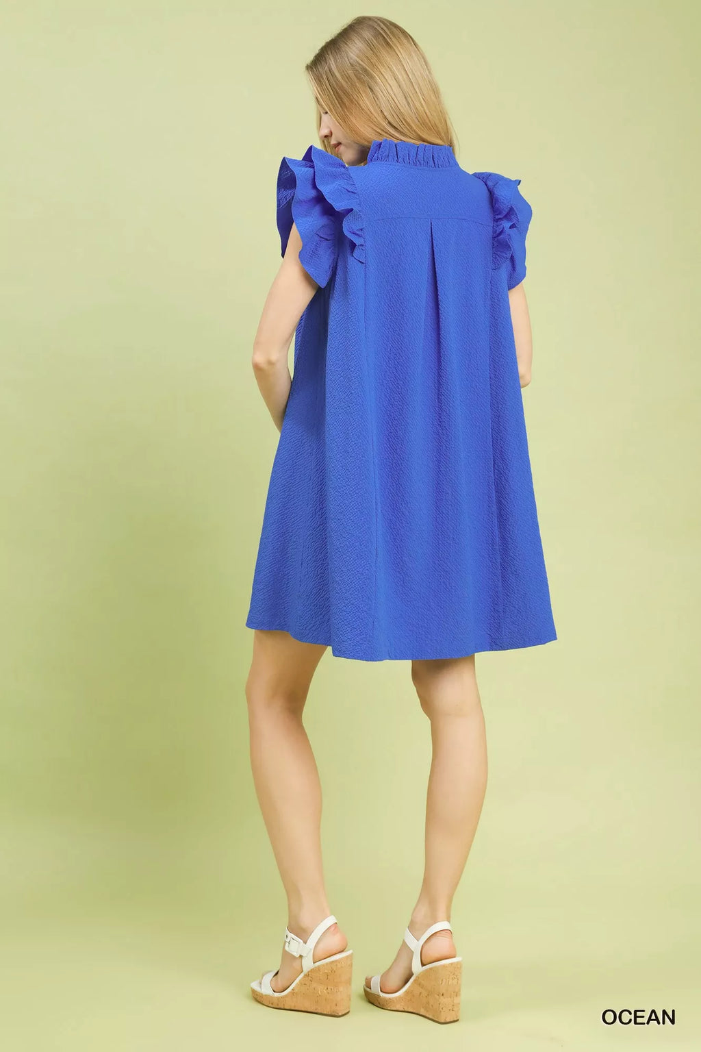 Umgee Seersucker Ruffle Shift Dress