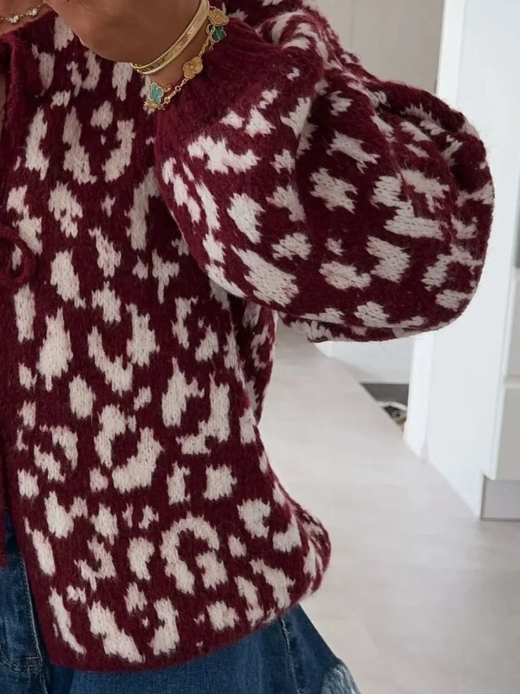 Leopard Tie Front Cardigan